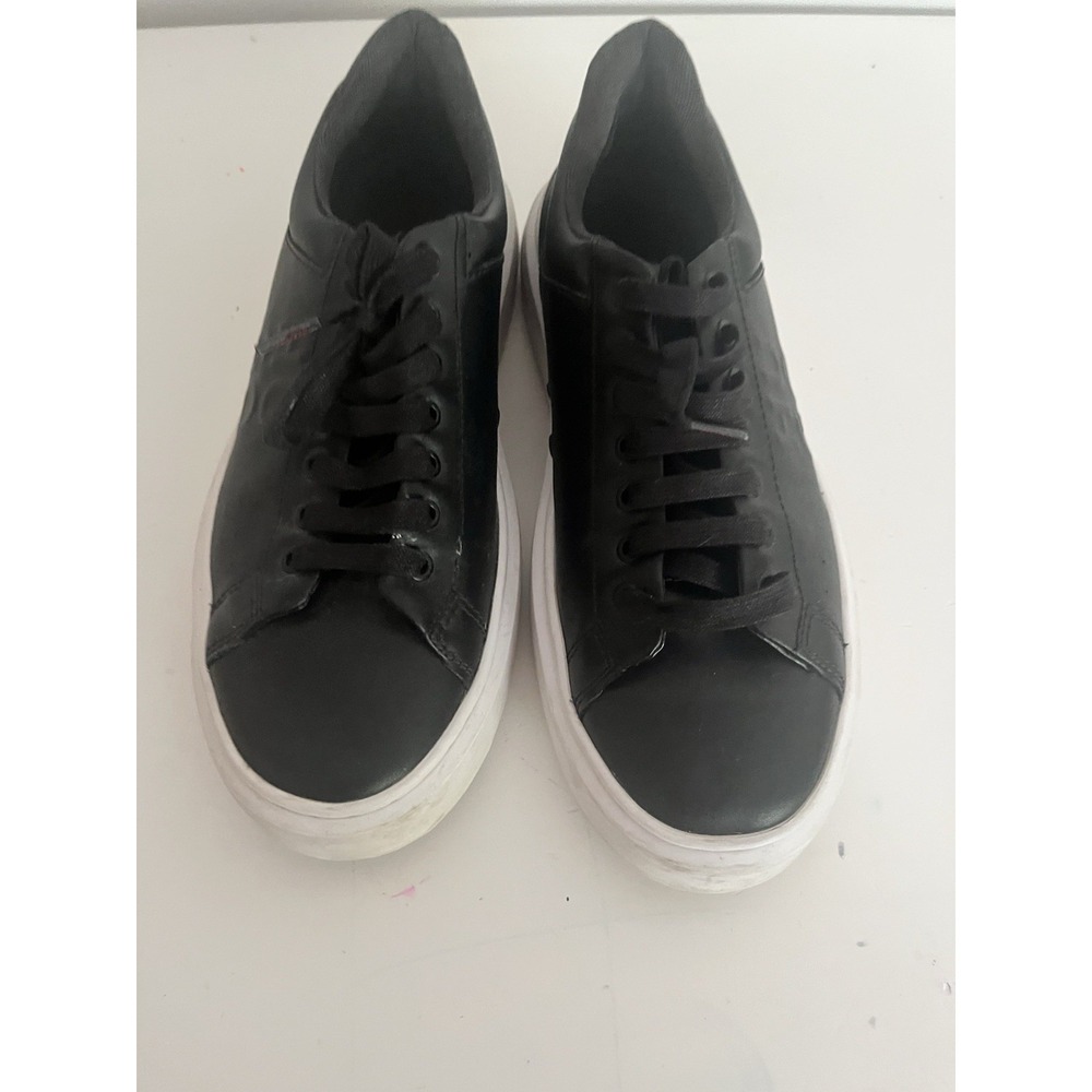 HUGO by Hugo Boss Men's Black Leather Sneakers EU 42 US 9 White Sole - Picture 13 of 14